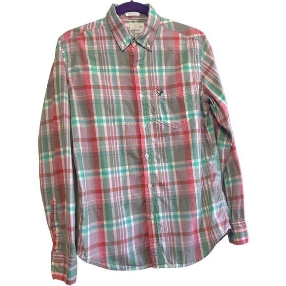 American Eagle Outfitters Athletic Fit Button-Down Blouse Cotton Size Women's S - Picture 1 of 13